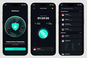 develop vpn app with admin panel, in app purchases, admob ads