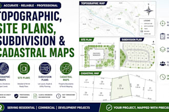 prepare topographic, site plans, subdivision and cadastral maps