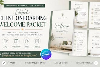 design an editable client onboarding welcome packet in canva