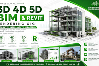 do 3d model bim, 4d model bim, 5d model bim exterior, revit