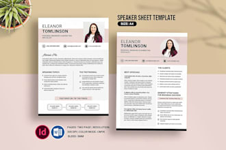 design a professional speaker one sheet, media kit, epk or press kit