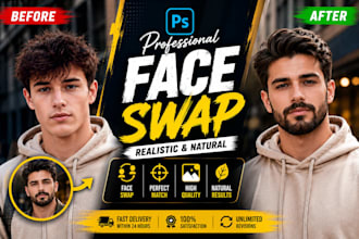 do professional face swap and headshot photo editing