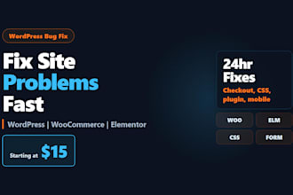 fix wordpress, woocommerce and elementor bugs and issues