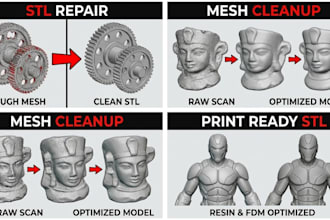 repair, modify stl file, fix mesh optimize 3d scan cleanup model for 3d printing