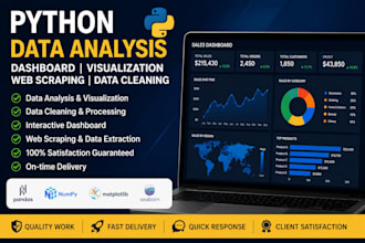 develop python data analysis, visualization and dashboard