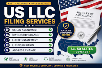 do US llc dissolution, llc reinstatement, amend llc ownership change, cancel ein