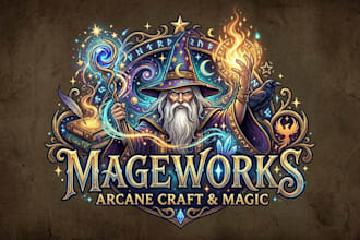 design a magical wizard fantasy logo for your brand