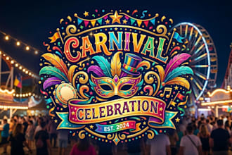 design a vibrant and festive carnival logo for your event or brand
