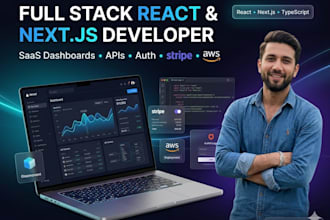 full stack react js developer for custom web app and nextjs dashboard