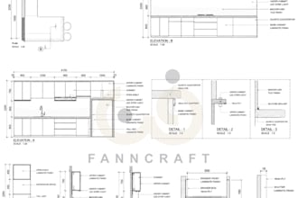 create professional kitchen shop drawings for manufacturing