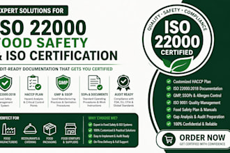 create haccp plan, gmp and iso 22000 food safety documentation for audit