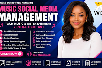 music social media management, music entertainment virtual assistant ugc selfie