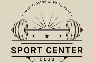 make vintage fitness center logo design with business page