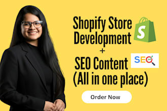 develop a custom shopify store with SEO copy and branding