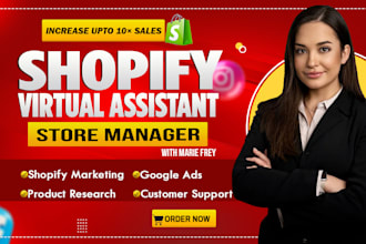 be your shopify store manager, shopify virtual assistant for shopify marketing