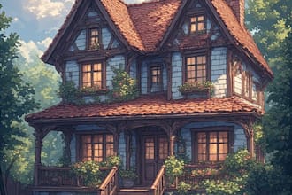watercolor house painting illustration
