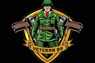 make wonderful veteran mascot logo design with 1 day delivery
