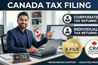 prepare and efile canada corporate tax t2 and individual  tax t1
