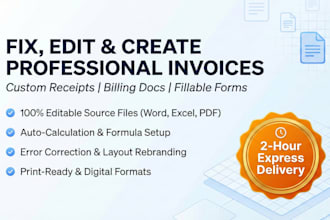 professionally editable and create any invoice, receipt, billing doc