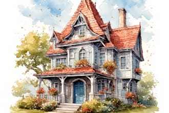 paint watercolor house portrait