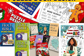 design custom word search puzzle book interiors and covers for amazon KDP