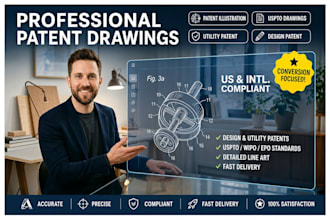 draw uspto compliant utility and design patent drawings