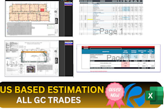 prepare cost estimation, material take off for all construction trades