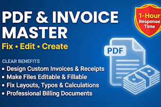 design, editable and create invoice, receipt, billing or pdf documents