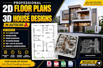 design professional 2d floor plan and 3d house designs in autocad