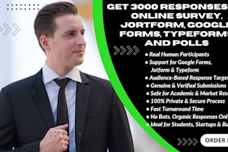 get up to 3,000 real survey responses for google forms, typeform, jotform
