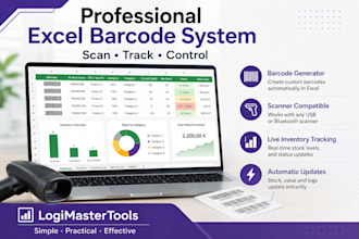 design professional excel barcode system and inventors tracker