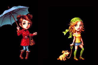 do retro pixel character art design animation, pixel art sprite sheet