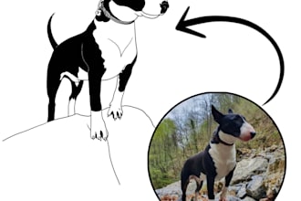 personalize digital line drawing of people and pets