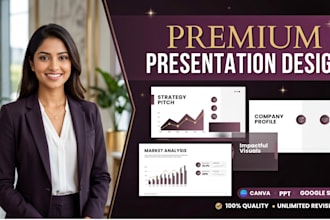design, redesign pitch deck, powerpoint presentation, google slides and canva