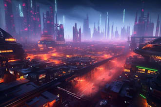 create a cyberpunk city for you