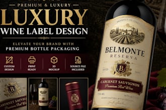 design premium wine, whiskey, vodka, beer packaging