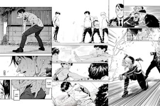 do manga panels illustration anime webtoon comic book manhua character design