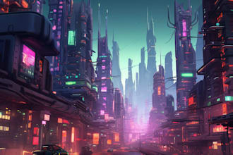 make a futuristic cyberpunk city