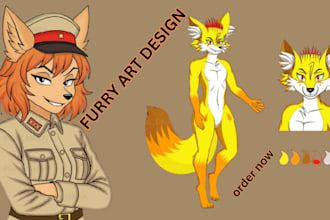 draw custom furry reference sheet ,furry oc character design