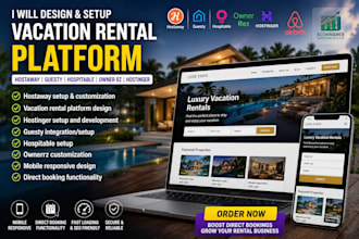design hostaway vacation rental website, guesty, hospitable, ownerrz, hostinger