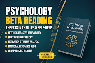 be your psychology beta reader for thriller or self help book critique