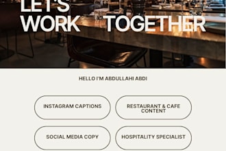 hospiality and business professional and instagram social media copywriter