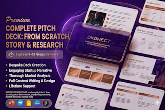create a pitch deck from scratch with content storytelling and market research