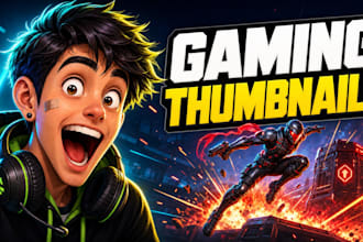 design high CTR gaming youtube thumbnails for fortnite, roblox, cod and gta