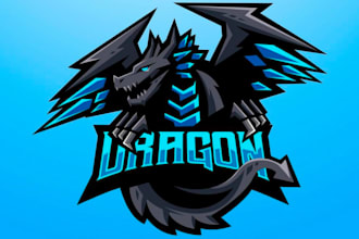 make cold drinks water dragon mascot logo design with unlimited review