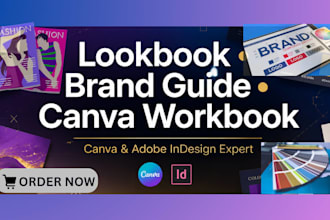 design fashion lookbook, brand guide, canva workbook, using canva or indesign