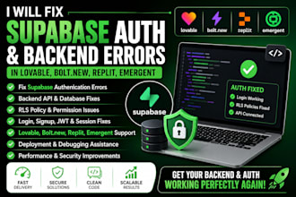 fix supabase authris backend error in lovable bae44 blot new replit emergent