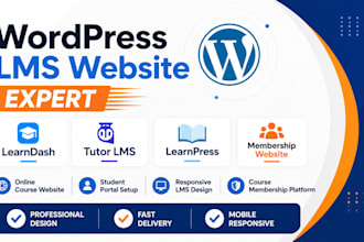 create wordpress lms website with learndash tutor lms learnpress course website