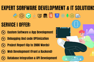 develop software, web apps, debug and fix coding error in python, java and mern
