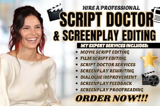 edit movie script screenplay, script doctor proofreading and rewriting, youtube